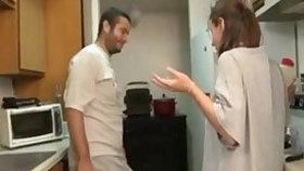 brother sister blowjob in the kitchen