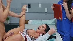 Surprised men watch as Markus Dupree has sex with Angela White