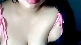 Pregnant asian teen babe playing with big lactating boobs