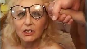 Granny in glasses gets good fuck