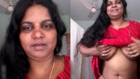 Indian wife flaunts her large breasts and intimate area to her partner