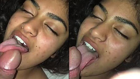 An attractive Arab woman performs a point-of-view oral sex act
