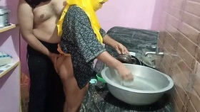 Playful stepsister's naughty kitchen encounter with her stepbrother