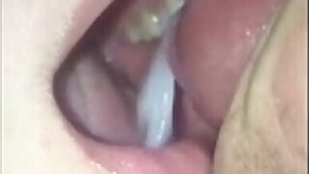 big cumshot in mouth close up