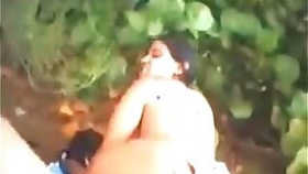 indian girl sucking and fucking a white cock outdoors