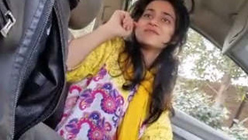 Boyfriend's girlfriend gives him a blowjob in a car, recorded in clear Hindi