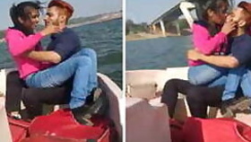 Excited Desi couple shares XXX kisses on boat being in mood for sex