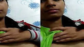 Indian flashes her XXX nipples and unshaved slit to online sex friend