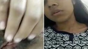 Well groomed pussy is excited and the Indian desi girl with it