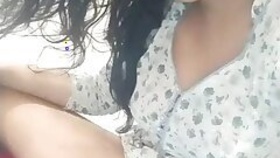 A sexy figure of a girl taking a swim
