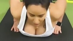 Anchal munjal shows off her hot cleavage and breasts while doing yoga