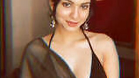 KANAK MISHRA DESI BEAUTY WITH SEXINESS IN BLACK SARI